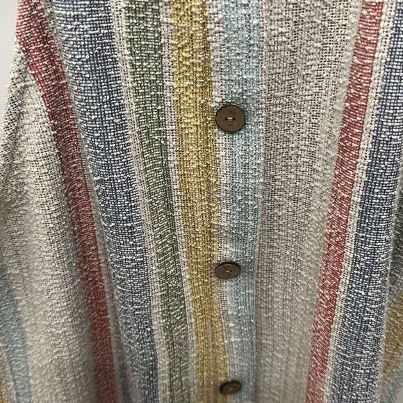 W5 Women's TankTop White Blue Green Yellow Stripe Sleeveless Shirt Blouse Size L - Picture 4 of 5